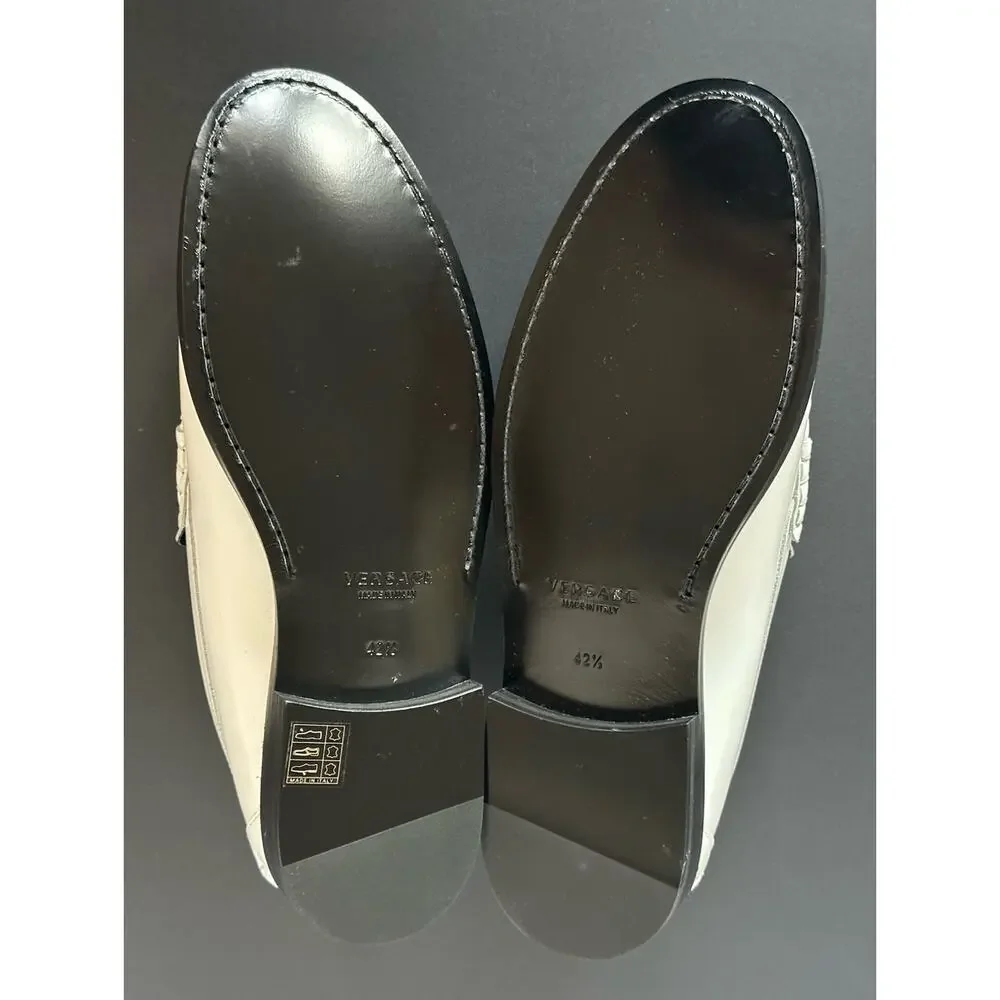 VERSACE Men's Medusa White Leather Loafers 9.5 US (42.5 Eu) 1013592 IT NIB $775